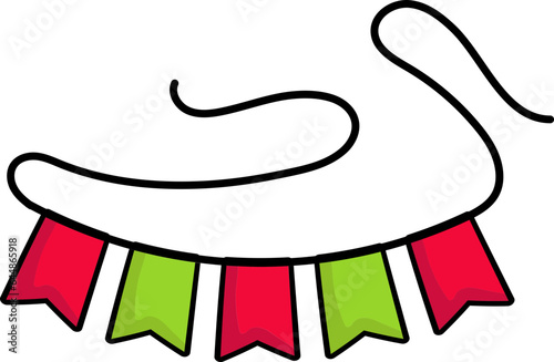 Bunting Flag Icon In Red And Green Color.