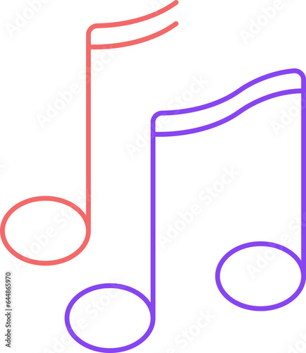 Red And Purple Quaver Music Notes Thin Line Icon.