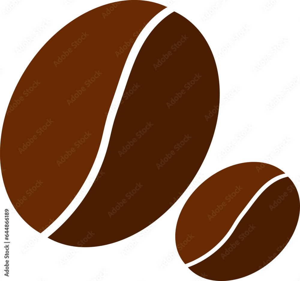 Brown Coffee Beans Icon In Flat Style. Brown Coffee Beans Icon In Flat Style.