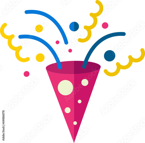 Bursting Party Popper Colorful Icon In Flat Style.