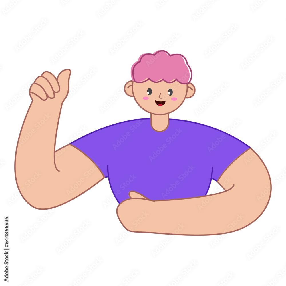 Character Of Cartoon Man Showing Thumb Up On White Background. Character Of Cartoon Man Showing Thumb Up On White Background.