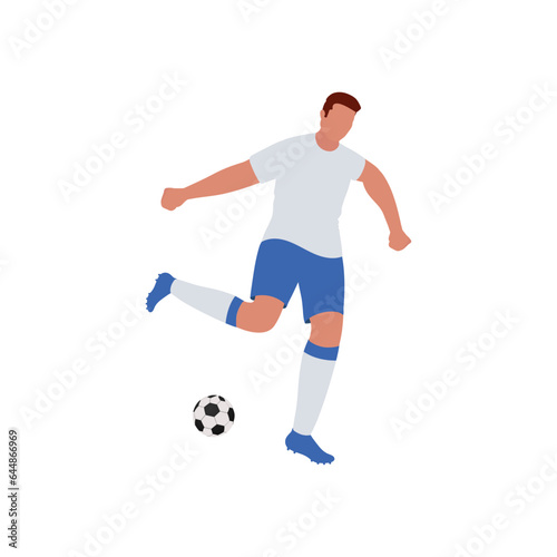 Faceless Soccer Player Kicking Ball On White Background. © Abdul Qaiyoom