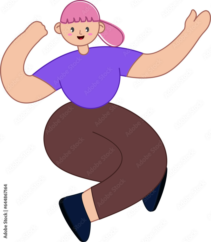 Cartoon Young Girl Character In Stylish Pose On White Background. Cartoon Young Girl Character In Stylish Pose On White Background.