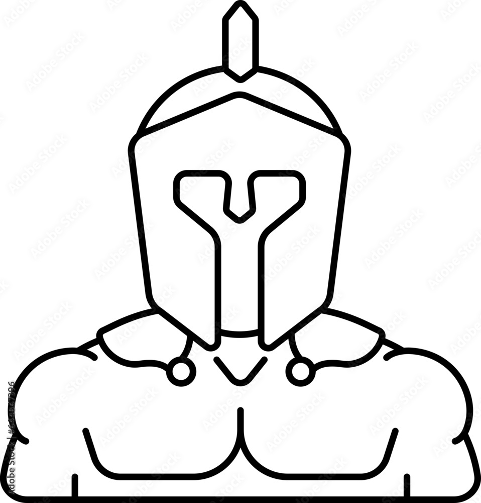 Black Outline Of Spartan Cartoon Character Icon. Black Outline Of Spartan Cartoon Character Icon.