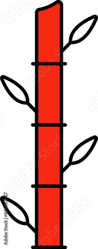 Red And White Bamboo Icon Or Symbol.