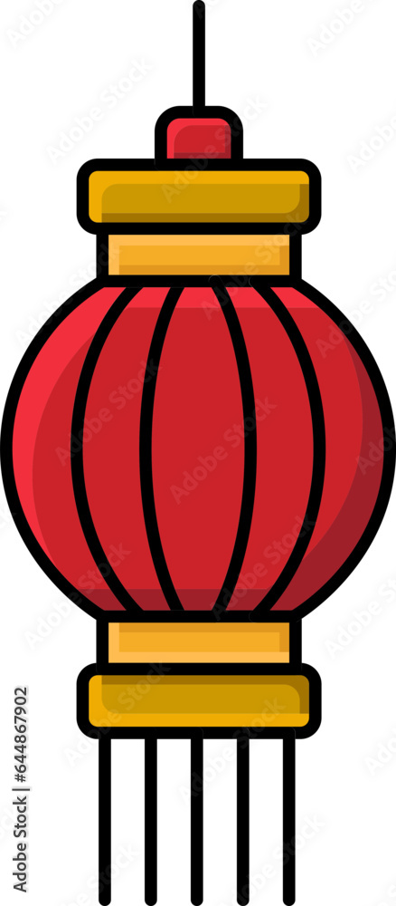 Chinese Lantern Hang Icon In Red And Yellow Color. Chinese Lantern Hang Icon In Red And Yellow Color.