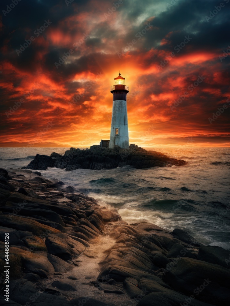 Lighthouse at sunset.