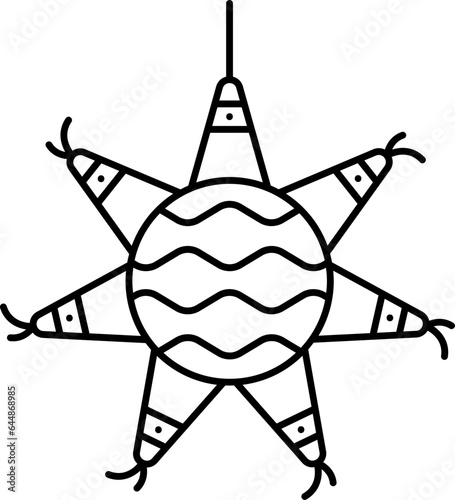 Hanging Pinata Star Icon In Linear Style.
