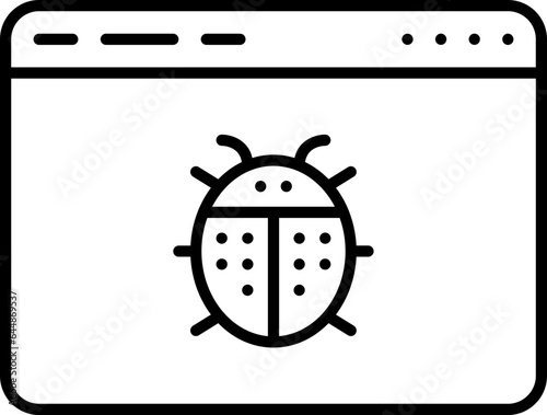 Virus Web Page Icon In Black Outline.
