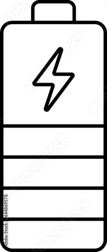 Isolated Battery Charging Icon In Black Linear Art.