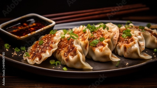 Delicious Beef Gyoza. Generative AI