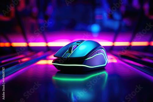 High-Tech Neon Gaming Mouse on Dark Background