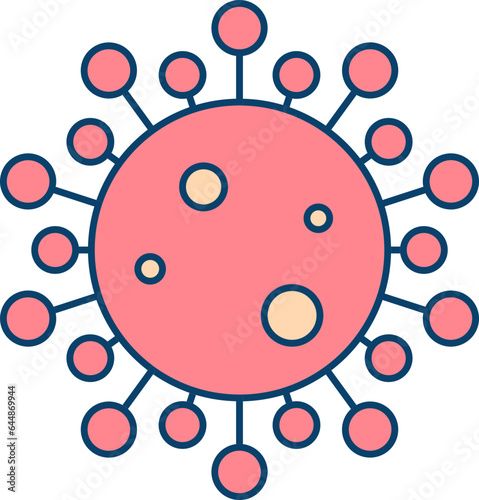 Red Virus Symbol Or Icon In Flat Style.