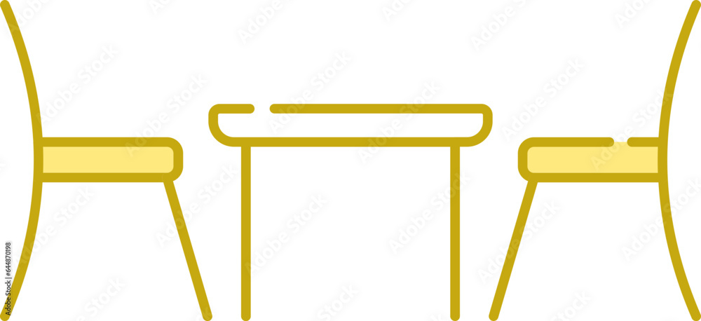 Couple Table With Chair Yellow And White Icon. Couple Table With Chair Yellow And White Icon.