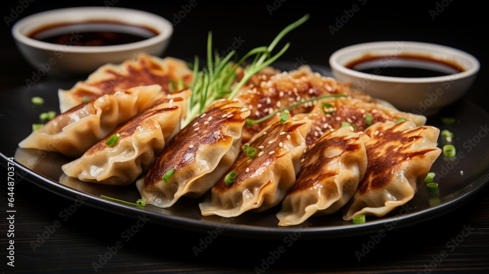 Delicious Beef Gyoza. Generative AI