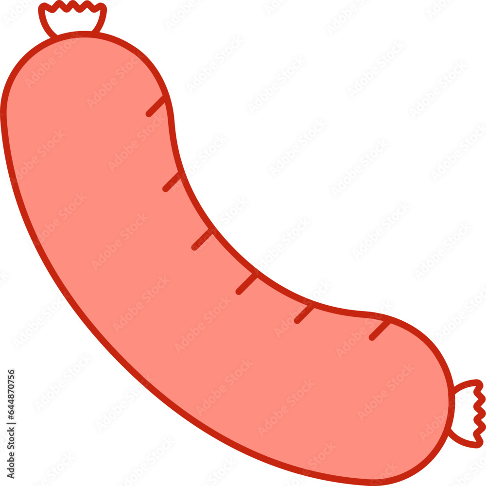 Light Red Sausage Icon In Flat Style. Light Red Sausage Icon In Flat Style.