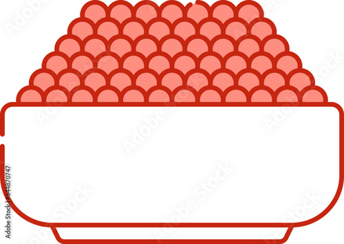 Flat Style Falafel Bowl Icon In Light Red And White Color.