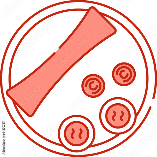 Dosa Dish Plate Icon In Light Red And White Color.