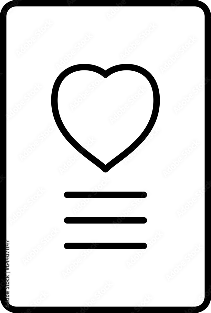 Illustration Of Love Letter Icon In Black Outline. Illustration Of Love Letter Icon In Black Outline.