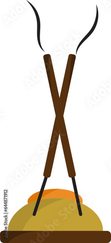 Illustration Of Burning Incense Stick Stand Icon.