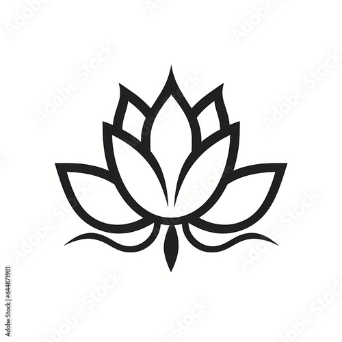 Lotus flower iilustration, linear lotus symbol, lotus icon isolated on white background