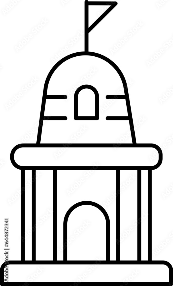 Illustration Of Hindu Temple Black Stroke Icon. Illustration Of Hindu Temple Black Stroke Icon.
