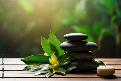 Stones and Greenery for Spa Relaxation