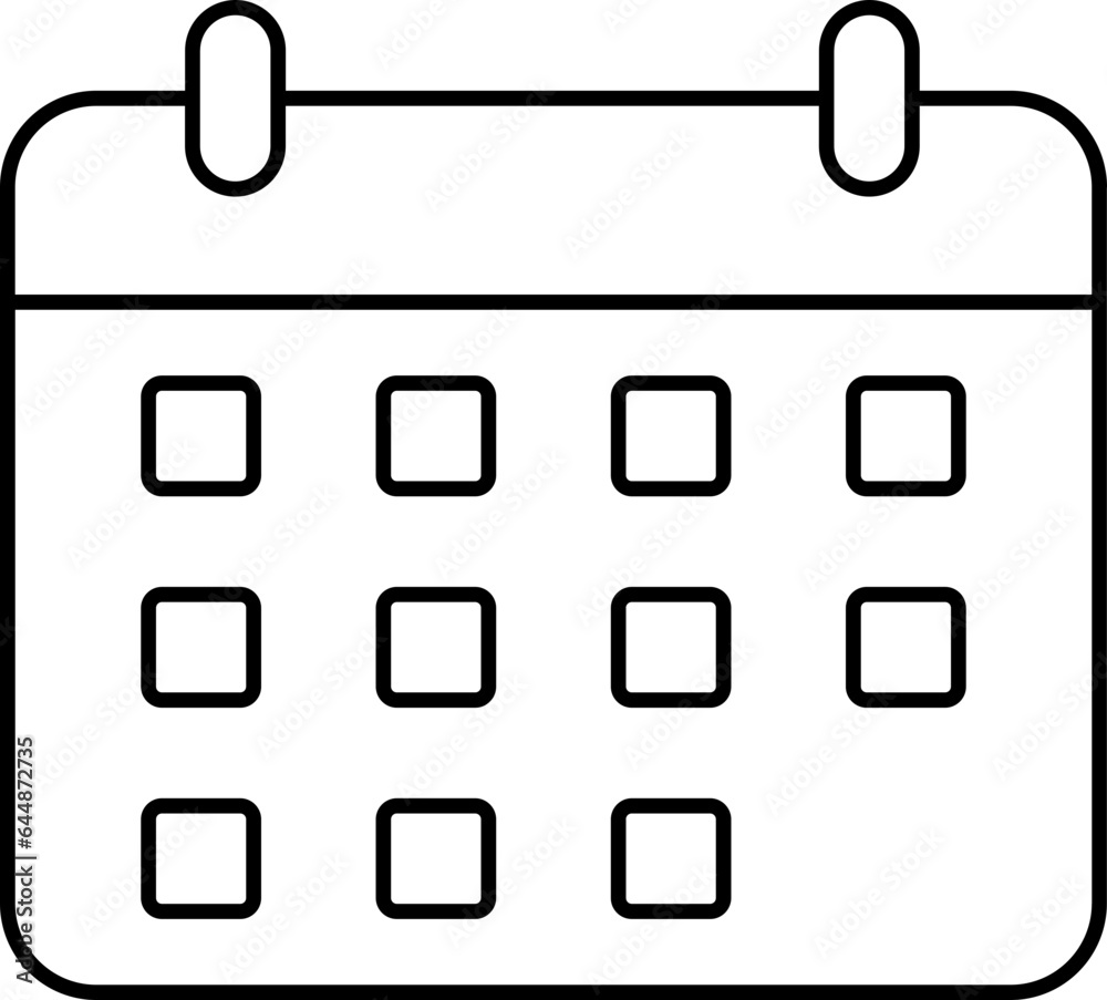 Isolated Calender Icon In Black Line Art.. Isolated Calender Icon In Black Line Art..