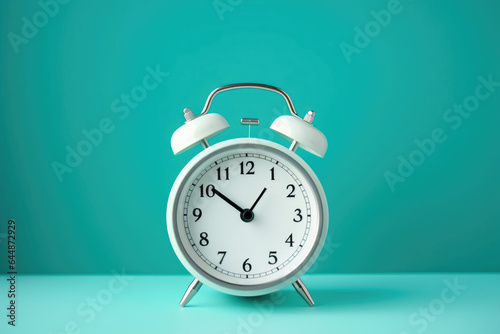 Morning Alarm Clock on Teal Background