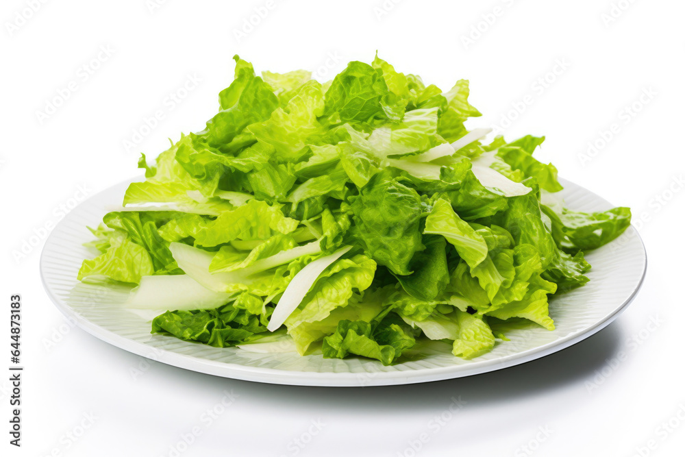 Healthy Green Lettuce Piled High on a Plate Healthy Green Lettuce Piled High on a Plate