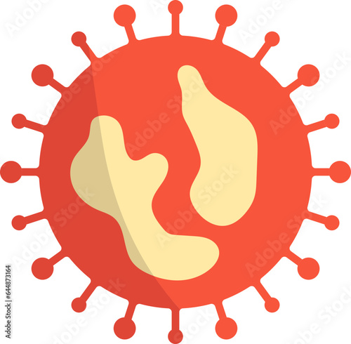 Yellow And Red Virus Icon In Flat Style.