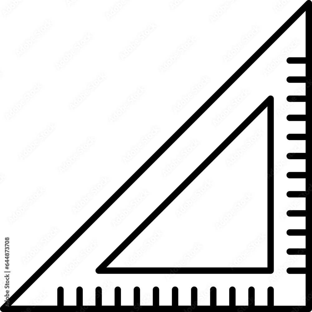Triangle Ruler Icon In Line Art.