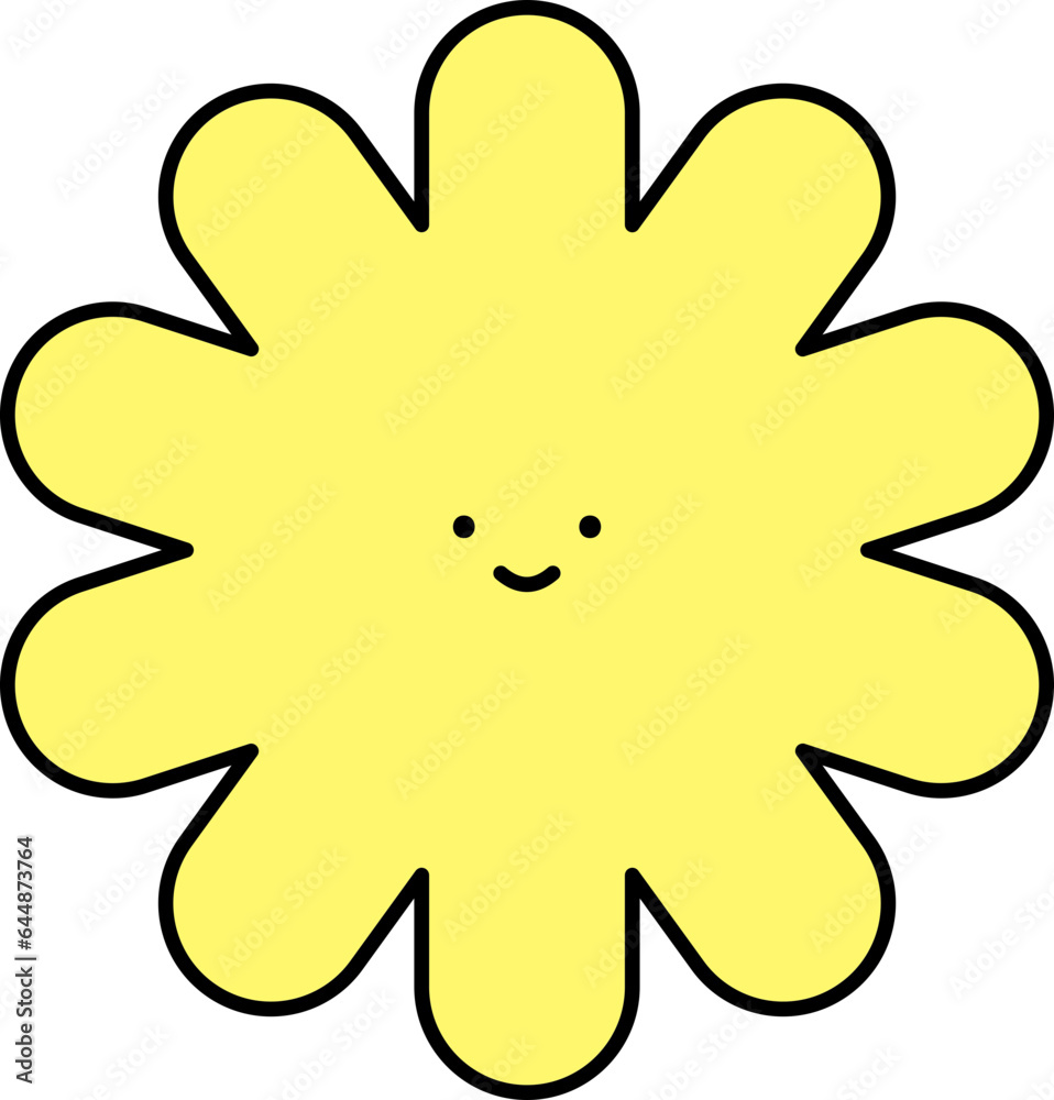 Cute Asterisk Cartoon Icon In Yellow Color. Cute Asterisk Cartoon Icon In Yellow Color.