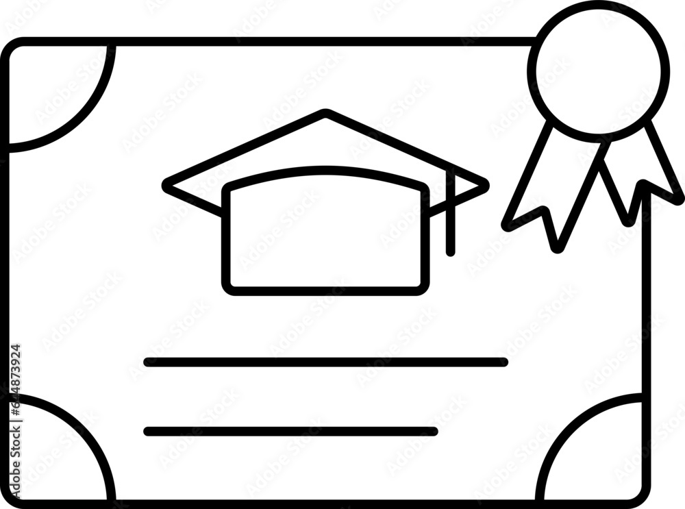 Graduation Certificate Paper Line Art Icon.