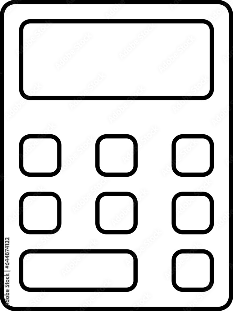 Black Line Art Illustration Of Calculator Icon. Black Line Art Illustration Of Calculator Icon.