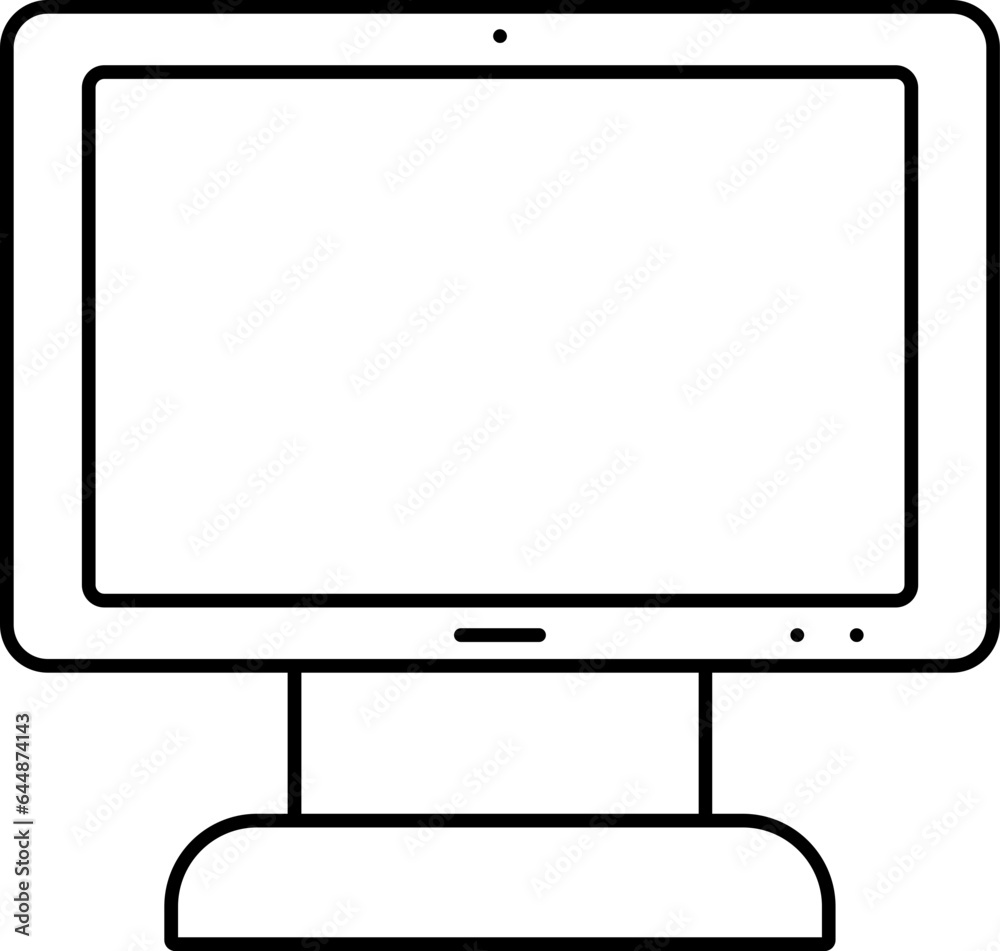 Black Linear Style Computer Icon Or Symbol.