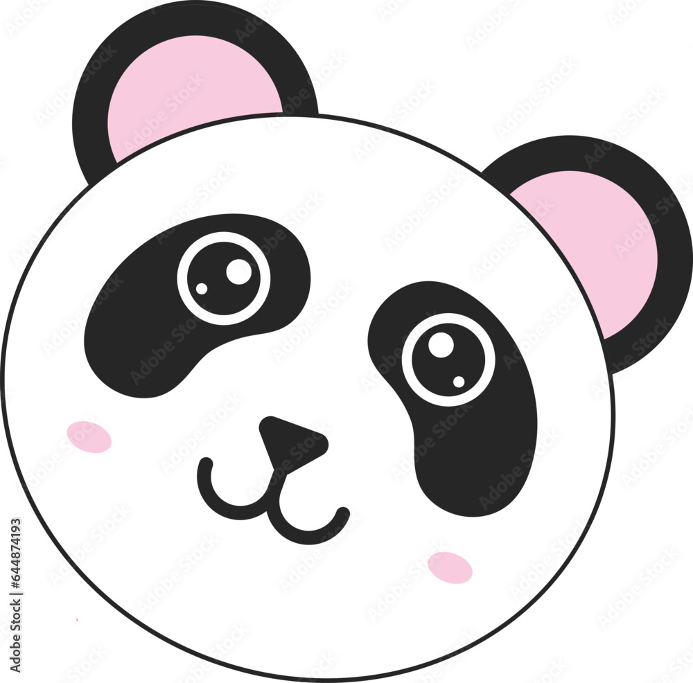 Flat Illustration Of Cute Panda Face Icon. Flat Illustration Of Cute Panda Face Icon.