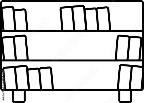 Black Lineal Style Books Rack Icon.