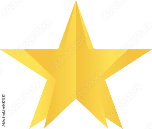 Golden Star Origami Element On White Background.