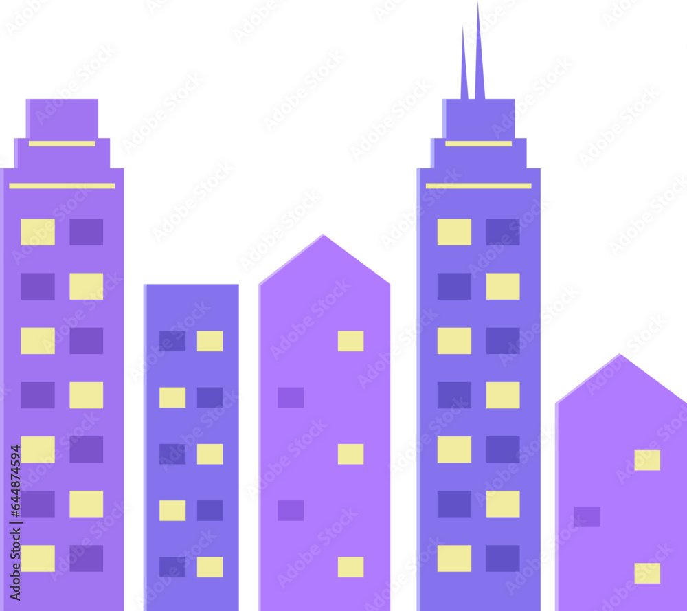 Fototapeta premium Urban Buildings Element In Purple And Yellow Color.