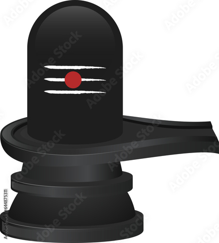 Black Shiva Lingam Statue Element On White Background.