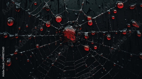 Spider net with drops of blood. © Fotograf