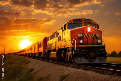 Sunrise Train Journey: Railroad in Early Light