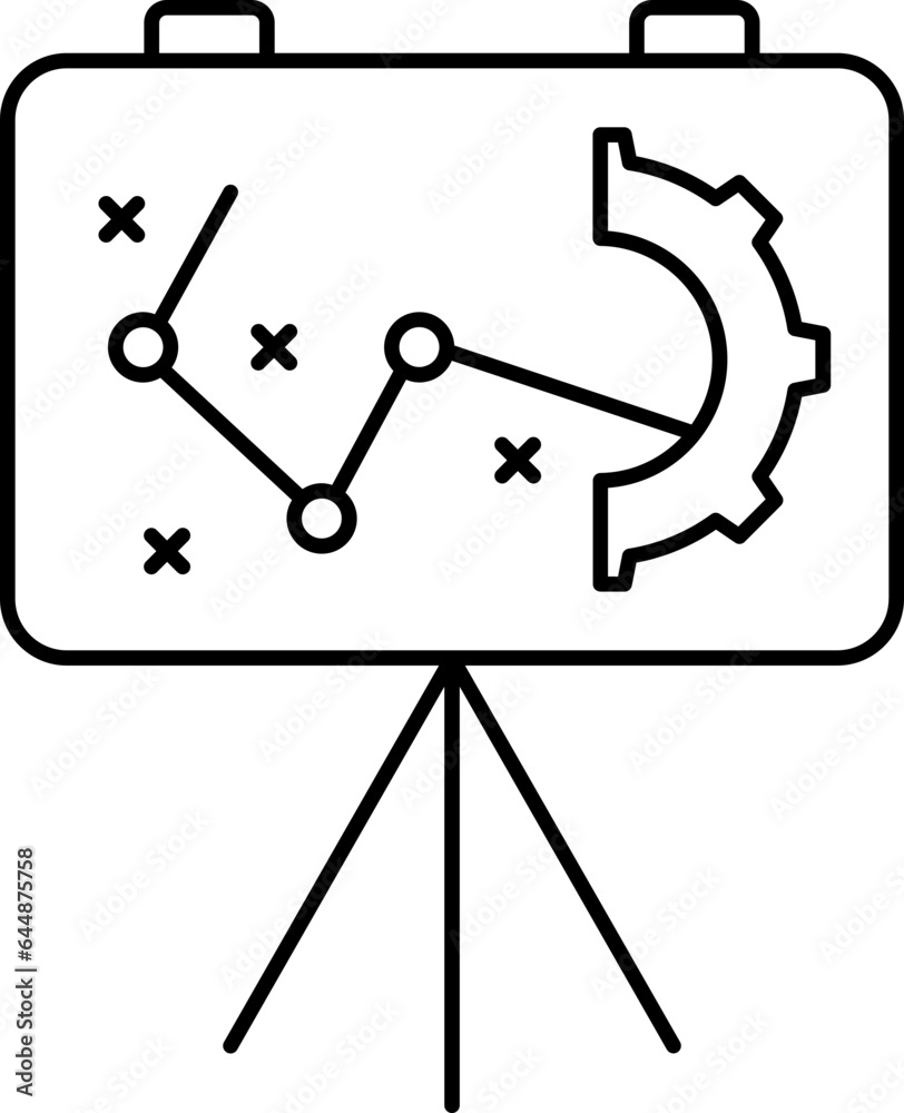 Black Linear Manage Presentation Board Icon.