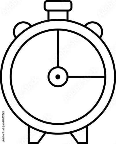 Isolated Alaram Clock Icon In Black Line Art. photo