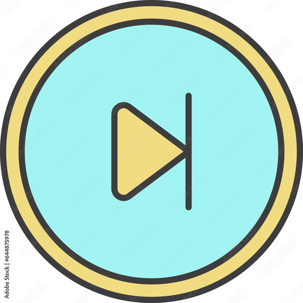 Forward Play Button Icon In Turquoise And Yellow Color.
