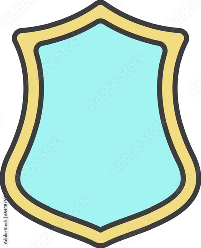 Isolated Shield Icon In Turquoise And Yellow Color.