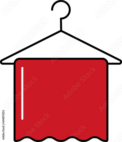 Red Towel Hanger Icon In Flat Style.