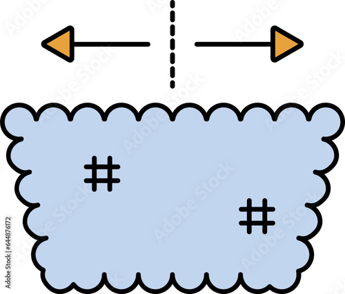 Blue Stretchable Fabric Icon In Flat Style.