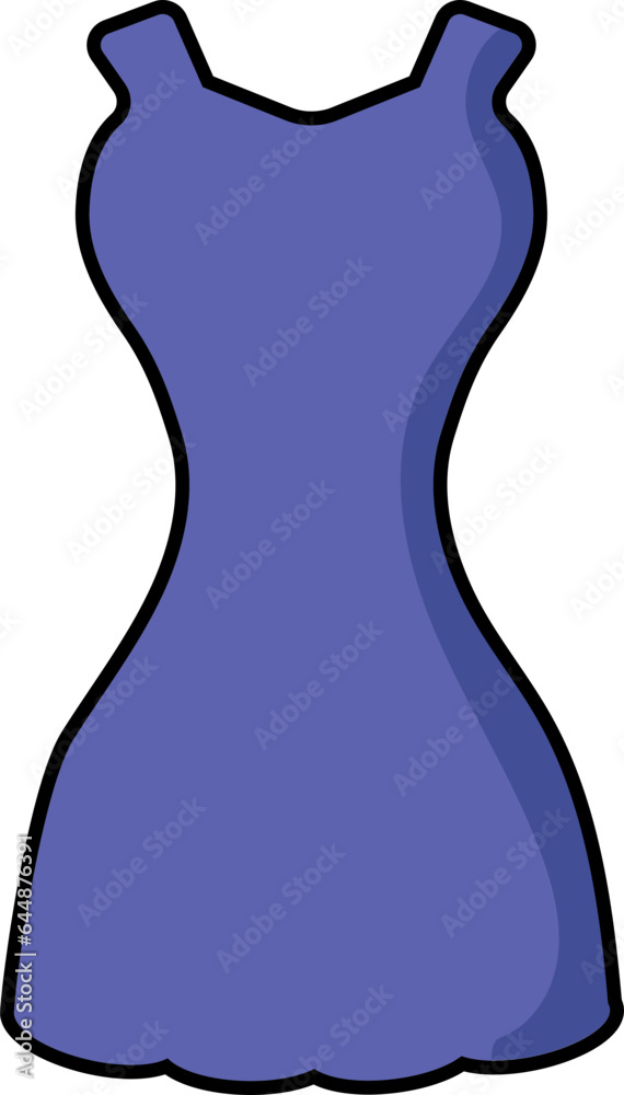 Sleeveless Frock Suit Icon In Navy Blue Color.